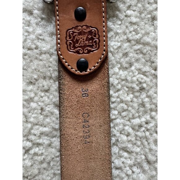 Vintage Tony Lama Caiman Alligator Inlay Belt 36 Sterling Buckle Cowboy Western - Picture 7 of 11